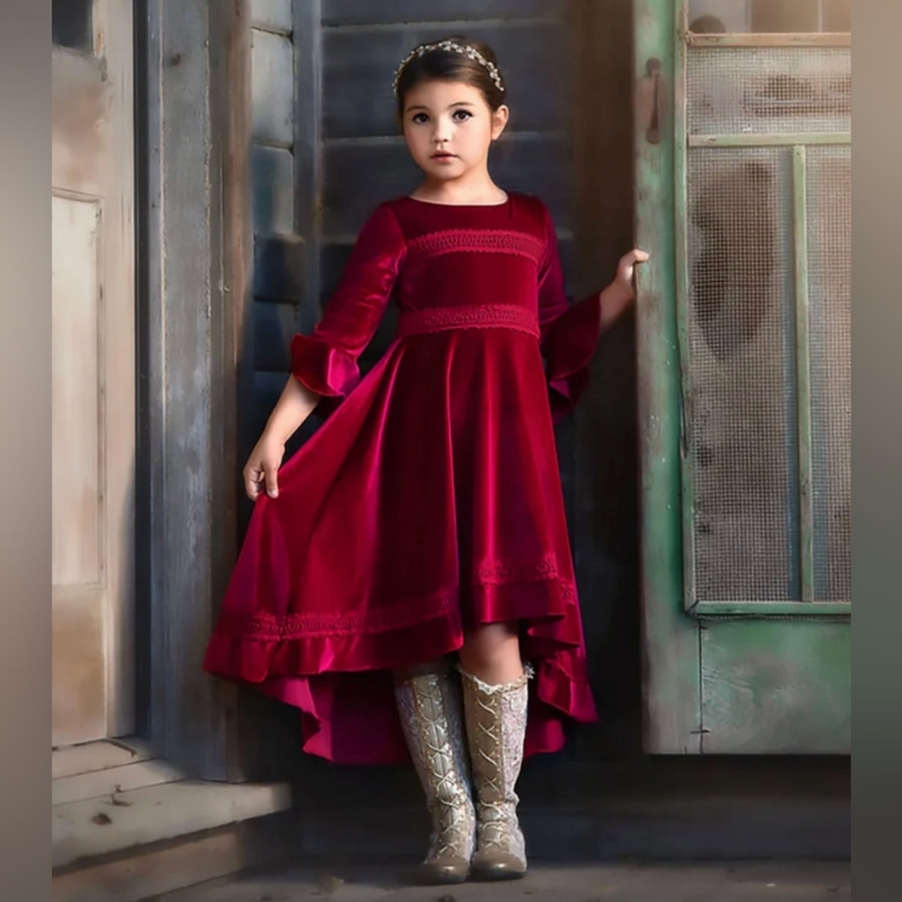 Trish Scully Lily‎ Dress Burgundy Velvet
